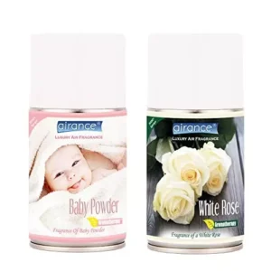 Airance 250 ml Each Baby Powder & White Rose Fragrance Automatic Air Freshener Refill Perfume Spray (Pack of 2)