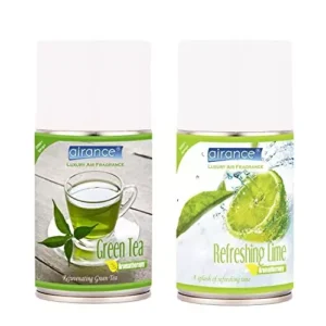 Airance 250 ml Each Green Tea & Refreshing Lime Fragrance Automatic Air Freshener Refill Perfume Spray (Pack of 2)