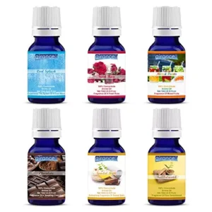 Airance 10 ml Each Cool Splash, Fresh Rose, Mixed Fruit, Chocolate, Sandal Bath & Sandal Wood Oil Fragrance Refill For Diffusers (Pack of 6)