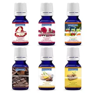 Airance 10 ml Each Rose Petals, Fresh Rose, Mixed Fruit, Chocolate, Sandal Bath & Sandal Wood Fragrance Aroma Oil For Diffuser (Pack of 6)