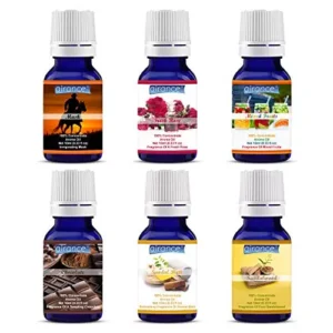 Airance 10 ml Each Musk, Fresh Rose, Mixed Fruit, Chocolate, Sandal Bath & Sandal Wood Fragrance Aroma Oil For Diffuser (Pack of 6)