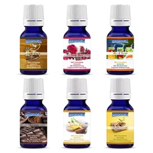 Airance 10 ml Each Oudh Wood, Fresh Rose, Mixed Fruit, Chocolate, Sandal Bath & Sandal Wood Fragrance Aroma Oil For Diffuser (Pack of 6)