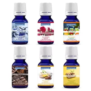 Airance 10 ml Each Lavender, Fresh Rose, Mixed Fruit, Chocolate, Sandal Bath & Sandal Wood Fragrance Aroma Oil For Diffuser (Pack of 6)