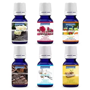 Airance 10 ml White Rose, Fresh Rose, Mixed Fruit, Chocolate, White Orchid & Sandal Fragrance Automatic Room Freshener Perfume Aroma Oil (Pack of 6)