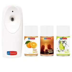 Airdscent Automatic Air Freshener & Refill With Orange, Romance & Refreshing Lime Fragrance 250 ml Each (Pack of 4)