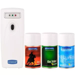 Airance Automatic Room Freshner LED Aerosol Dispenser With 250 ml Each Musk, Khus (Vetiver) & Cool Splash Fragrance Refill (Pack of 4)