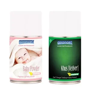 Airance 250 ml Each Baby Powder & Khus (Vetiver) Spray Air Freshener Automatic Spray (Pack of 2)