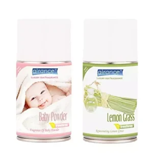 Airance 250 ml Each Baby Powder & Lemon Grass Fragrance Automatic Air Freshener Refill Perfume Spray (Pack of 2)