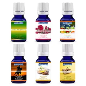 Airance 10 ml Each Sandal Khus, Fresh Rose, Mixed Fruit, Musk, Sandal Bath & Sandal Wood Oil Fragrance For Refill Diffusers (Pack of 6)
