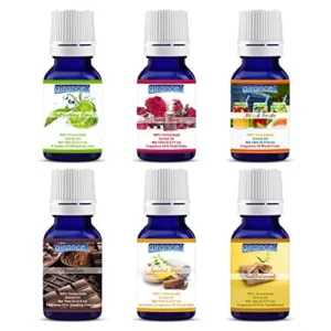 Airance 10 ml Each Refreshing Lime, Fresh Rose, Mixed Fruit, Chocolate, Sandal Bath & Sandal Wood Fragrance Aroma Oil For Diffuser (Pack of 6)