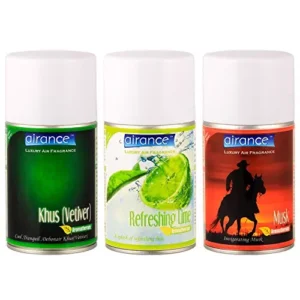 Airance 250 ml Each Khus (Vetiver), Refreshing Lime & Musk Fragrance Automatic Room Freshener Refill Perfume Spray (Pack of 3)