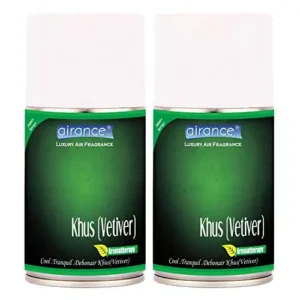 Airance 250 ml Each Khus (Vetiver) Fragrance Automatic Room Freshener Refill Perfume Spray (Pack of 2)