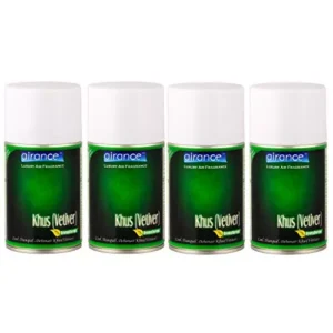 Airance 250 ml Each Khus (Vetiver) Fragrance Automatic Room Freshener Refill Perfume Spray (Pack of 4)