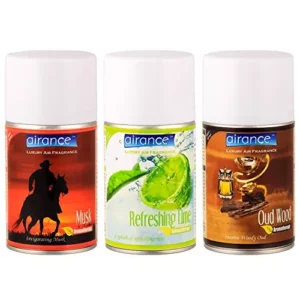 Airance 250 ml Each Musk, Refreshing Lime & Oud Wood Fragrance Automatic Room Freshener Refill Perfume Spray (Pack of 3)