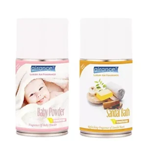 Airance 250 ml Each Baby Powder & Sandal Bath Fragrance Automatic Air Freshener Refill Perfume Spray (Pack of 2)