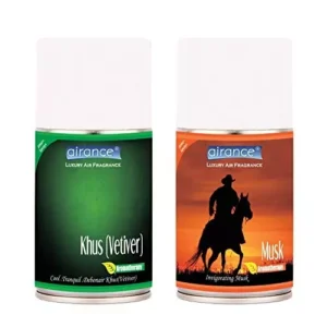 Airance 250 ml Each Musk & Khus (Vetiver) Fragrance Automatic Air Freshener Refill Perfume Spray (Pack of 2)