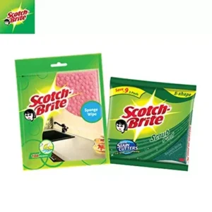 3M Scotch-Brite Sponge Wipe Large 1 Pcs & Scrub Pad Large Set of 3 Pcs (Pack of 3)
