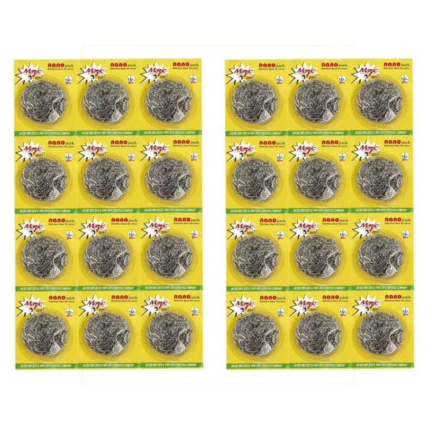 Mazic Nano Stainless Steel Scrubber with Multiple Uses for Dishes (Pack of 24)