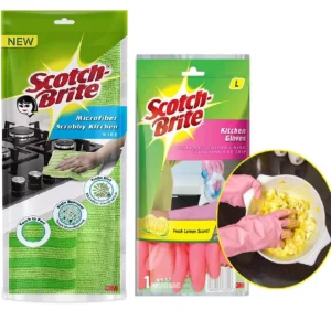 3M Scotch-Brite? Kitchen Scrub Cloth, 1 Pc & Kitchen Gloves Large