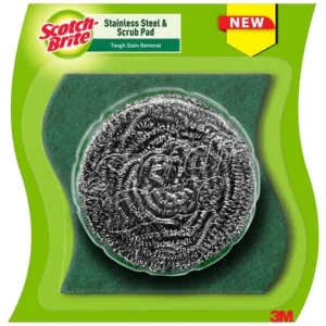 3M Scotch-Brite Combo Of Stainless Steel & Scrub Pad - Tough Stain Remover