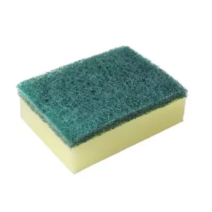 BuffKing 10 x 7.5 cm Scrub Sponge 2 in 1 PAD for Kitchen, Sink Cleaning Scrubber Green and Yellow