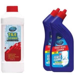 Care & Hygiene Combo Pack of 2 Toilet Bowl Cleaner 10x Power Clean 500 ml and Tile Cleaner 1ltrs Descaler, Removes Heavy Stains from Tiles and Ceramics (Pack of 3)