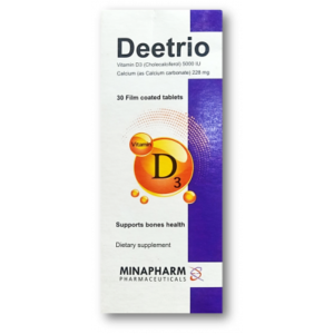 DEETRIO SUPPORTS BONES HEALTH ( VITAMIN D3 CHOLECALCIFEROL 5000 IU + CALCIUM CARBONATE 228 MG ) 30 FILM-COATED TABLETS