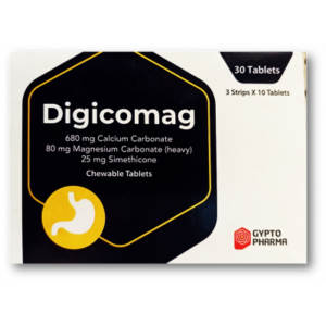 DIGICOMAG ( CALCIUM CARBONATE 680 MG + MAGNESIUM CARBONATE 80 MG + SIMETHICONE 25 MG ) 30 CHEWABLE TABLETS