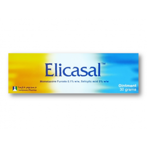 ELICASAL ( MOMETASONE FUROATE 0.1% W/W + SALICYLIC ACID 5% W/W ) TOPICAL OINTMENT 30 GM