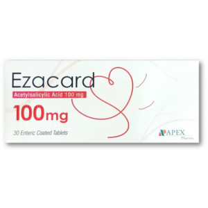 EZACARD 100 MG ( ACETYLSALICYLIC ACID ) 30 ENTERIC COATED TABLETS