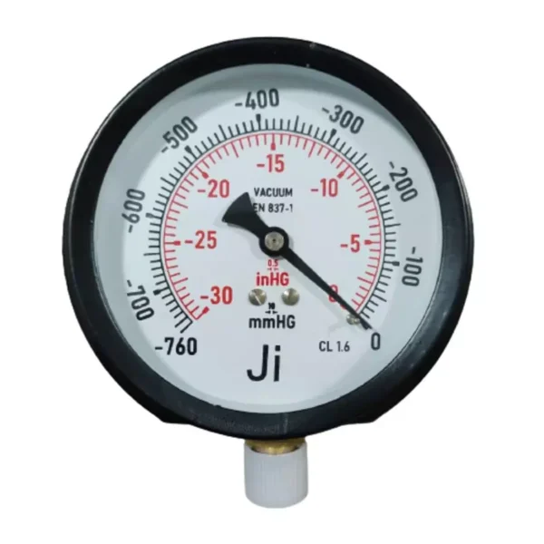 "Ji" Japsin Instrumentation 100 mm Vacuum Gauge, Range 760 mmHg - 0?, JI-204 / 203