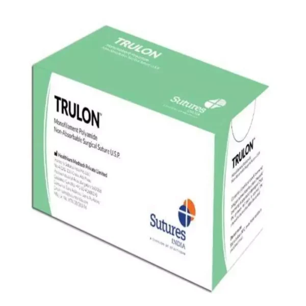 Trulon 12 Foils 3-0 USP 16 mm Black Monofilament Polyamide Surgical Suture Box SN 3321