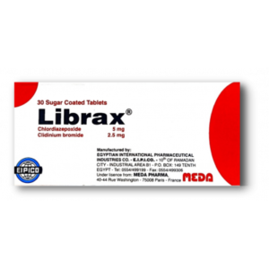 LIBRAX ( CHLORDIAZEPOXIDE 5 MG + CLIDINIUM BROMIDE 2.5 MG ) 30 SUGAR-COATED TABLETS