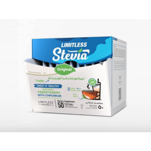 LIMITLESS STEVIA ORIGINAL NATURAL SWEETENER WITH CHROMIUM 0 CALORIES 50 STICK PACKS