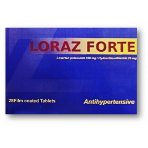 LORAZ FORTE 100 / 25 MG ( LOSARTAN + HYDROCHLOROTHIAZIDE ) 28 TABLETS