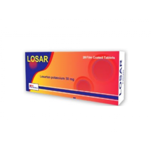 LOSAR 50 MG ( LOSARTAN POTASSIUM ) 28 FILM-COATED TABLETS