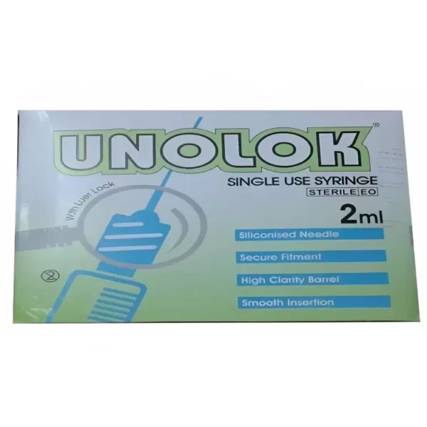 HMD 2 ml Polypropylene Unolok Syringe BKSIB136 Pack of 100 Pcs