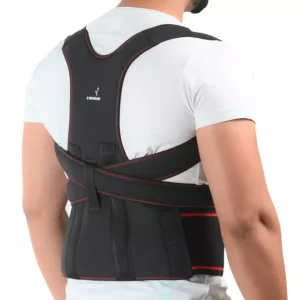 ?K SQUARIANS Posture Corrector & Back Support Shoulder Belt Black for Men & Women