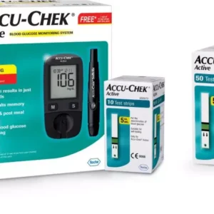 Accu-Chek Active Glucometer Machine with 60 Pieces Test Strips and 10 Lancets