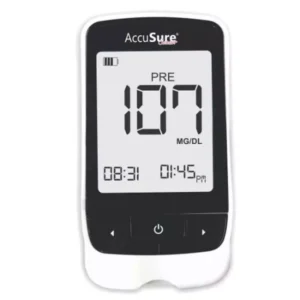 AccuSure Simple Glucometer Machine with 25 Pieces Test Strips and 10 Lancets