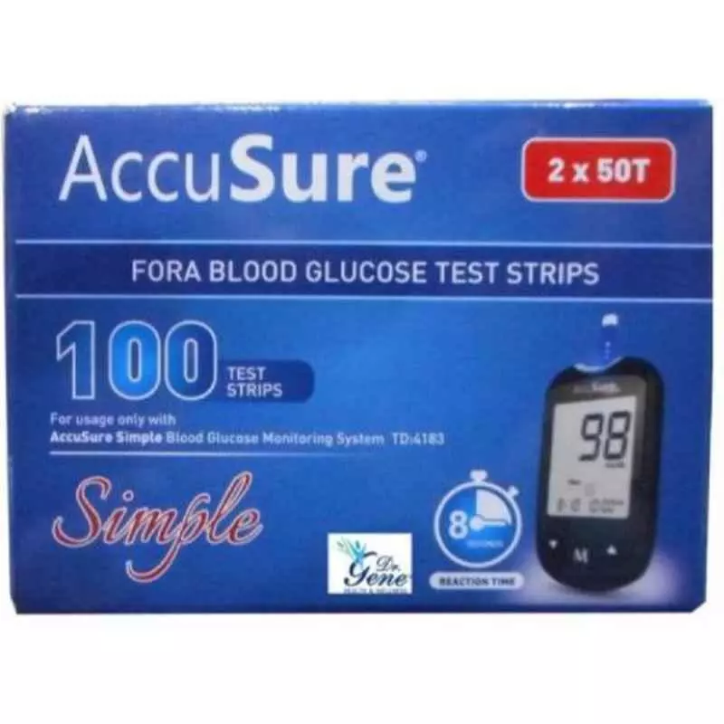 AccuSure Simple Diabetes Test Strips 100 Pieces