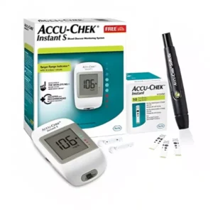 Accu-Chek Instant S Glucometer Machine with 10 Pieces Test Strips and 10 Lancets