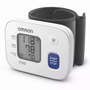 Omron HEM 6161 White Fully Automatic Wrist Blood Pressure Monitor with Intellisense Technology, Cuff Wrapping Guide and Irregular Heartbeat Detection for Most Accurate Measurement