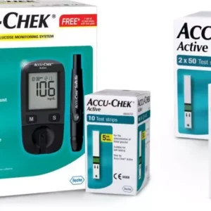 Accu-Chek Active Glucometer Machine with 160 Pieces Test Strips and 10 Lancets