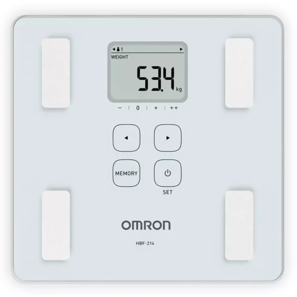 Omron HBF 214 White Digital Full Body Composition Monitor with 4 User & Guest Mode