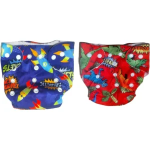 Flockidos Reusable Multi Color L - XL Size 2 Cotton Diaper Pants with Insert Pad for Kids