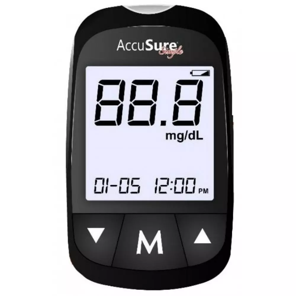 AccuSure Simple Glucometer Machine with 25 Pieces Test Strips