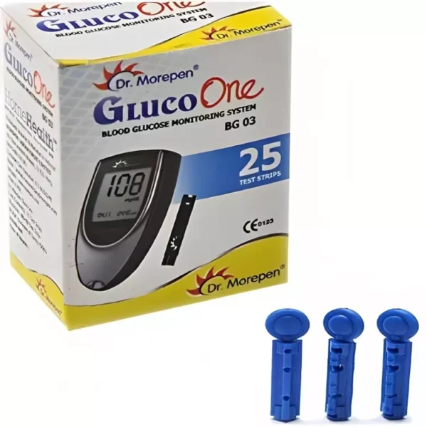 Dr. Morepen GlucoOne 25 Pieces Diabetes Test Strips with 25 Lancets and 1 Vials
