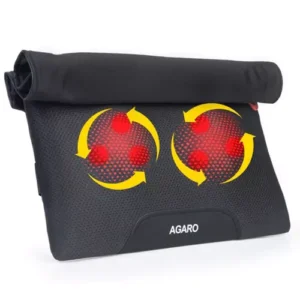 Agaro Deluxe Shiatsu Neck & Back Cushion Massager Black with 4 Rollers & Lukewarm Heat, 34000
