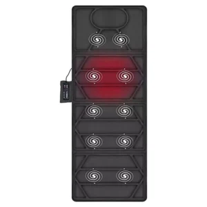 Agaro Corded Electric Motors Vibrating Massage Mattress Pad with 2 Heating Pads Black, M6542
